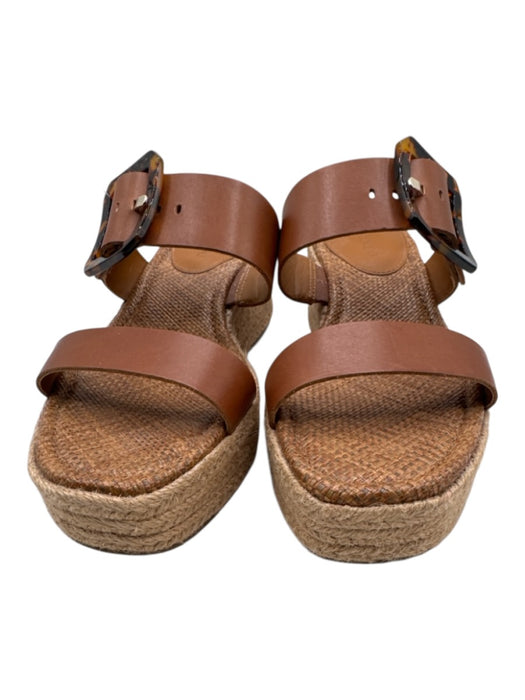 J. McLaughlin Shoe Size 9 Tan & beige Leather Upper Tortoiseshell Buckle Sandals Tan & beige / 9