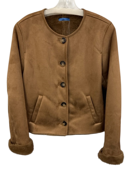 J. McLaughlin Size S Brown Polyester Faux Shearling Button Front Jacket Brown / S