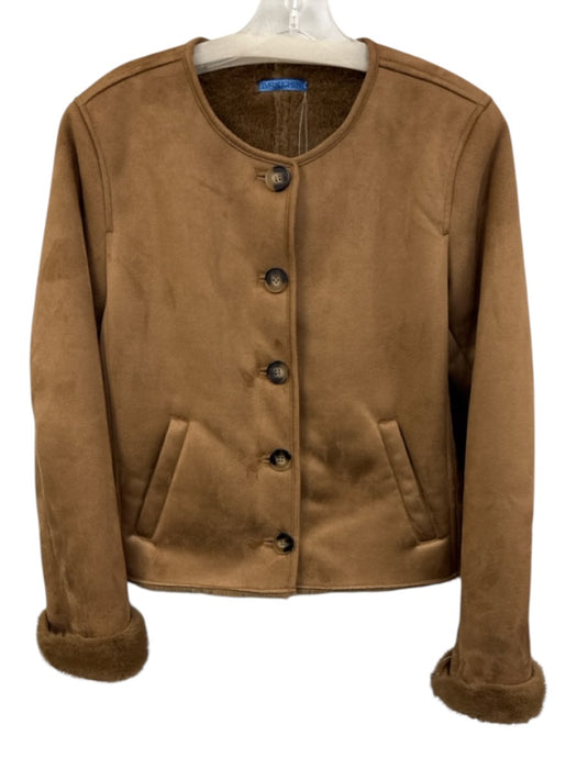 J. McLaughlin Size S Brown Polyester Faux Shearling Button Front Jacket Brown / S