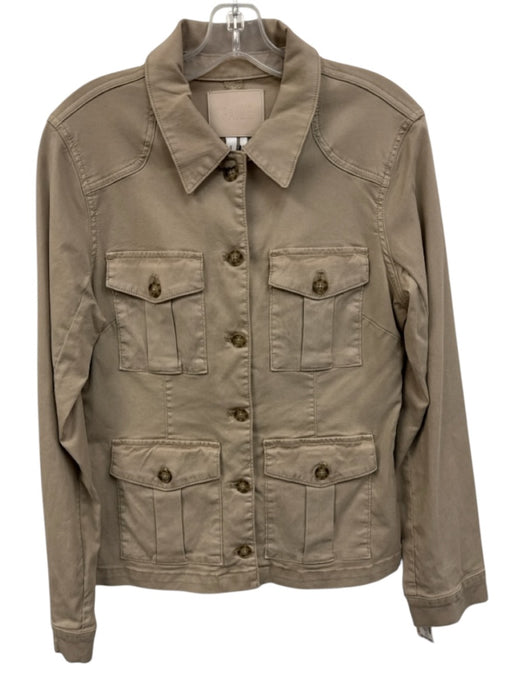 Paige Size S Khaki Cotton tortoise button Patch Pockets Button Front Jacket Khaki / S