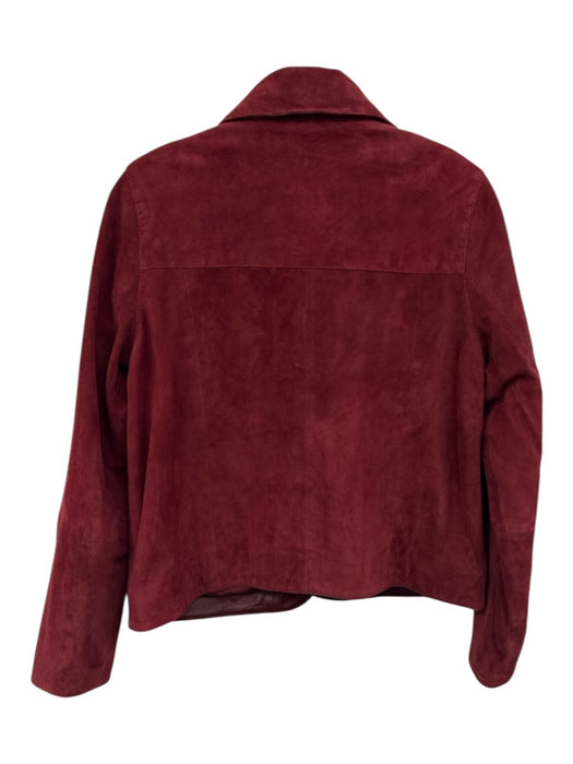 Mint Velvet Size S Burgundy Suede Leather trim Paneled Patch Pocket Jacket Burgundy / S