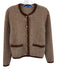 J. McLaughlin Size S Brown & Cream Nylon Herringbone Trim Detail Sweater Brown & Cream / S