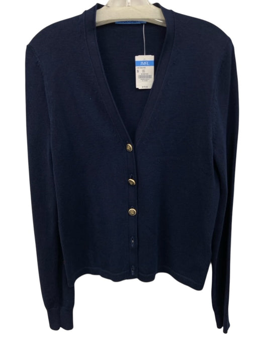 J. McLaughlin Size S navy & gold Cotton Blend Gold Buttons Rib Knit Sweater navy & gold / S
