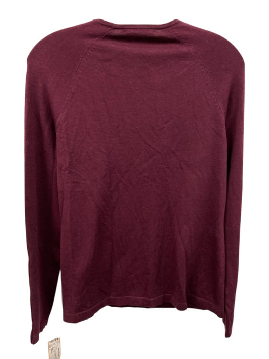 J. McLaughlin Size S Burgundy Cotton Blend Rib Knit Buttons Cuffs Sweater Burgundy / S