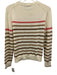 J. McLaughlin Size S Cream, brown & pink Cotton Blend Rib Knit Crew Neck Sweater Cream, brown & pink / S