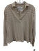 Frank & Eileen Size XS Brown & White Cotton Horizontal Stripes V Neck Collar Top Brown & White / XS