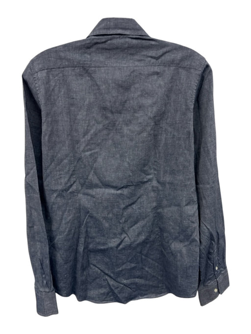 Ann Mashburn Size M Chambray Blue Cotton & Linen Heathered Long Sleeve Top Chambray Blue / M