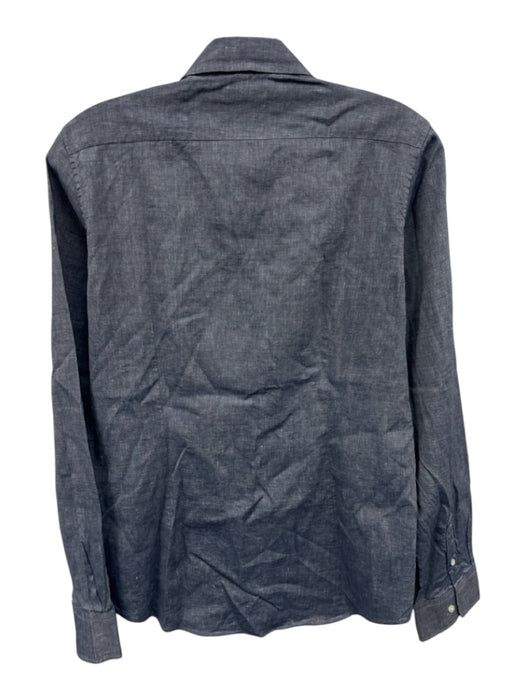 Ann Mashburn Size M Chambray Blue Cotton & Linen Heathered Long Sleeve Top Chambray Blue / M