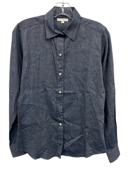 Ann Mashburn Size M Chambray Blue Cotton & Linen Heathered Long Sleeve Top Chambray Blue / M