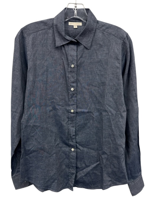 Ann Mashburn Size M Chambray Blue Cotton & Linen Heathered Long Sleeve Top Chambray Blue / M