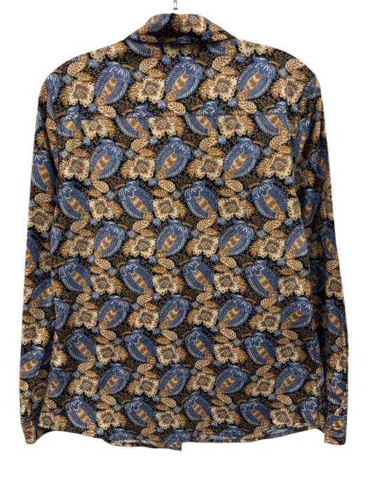 J.McLaughlin Size M Blue, White & Black Cotton Floral Button Up & Collar Top Blue, White & Black / M