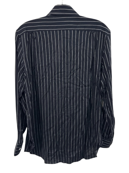 Buck Mason Size S Navy & white Rayon Long Sleeve Vertical Stripes Top Navy & white / S