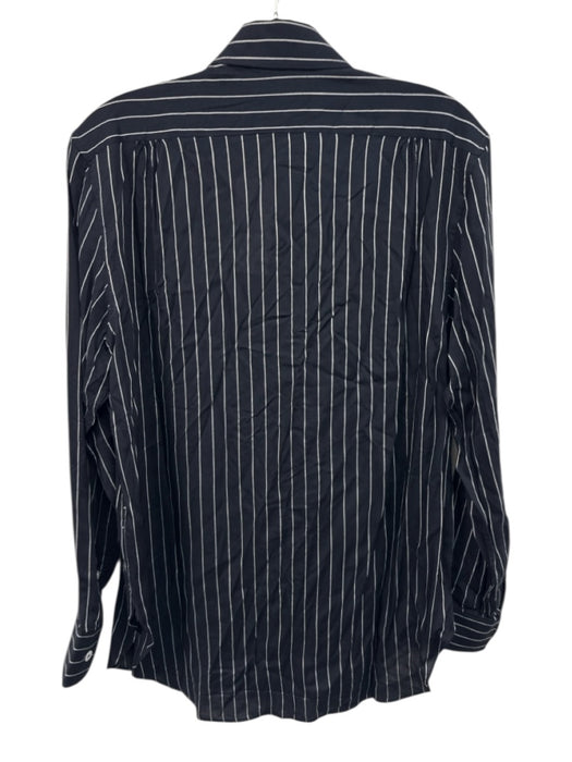 Buck Mason Size S Navy & white Rayon Long Sleeve Vertical Stripes Top Navy & white / S