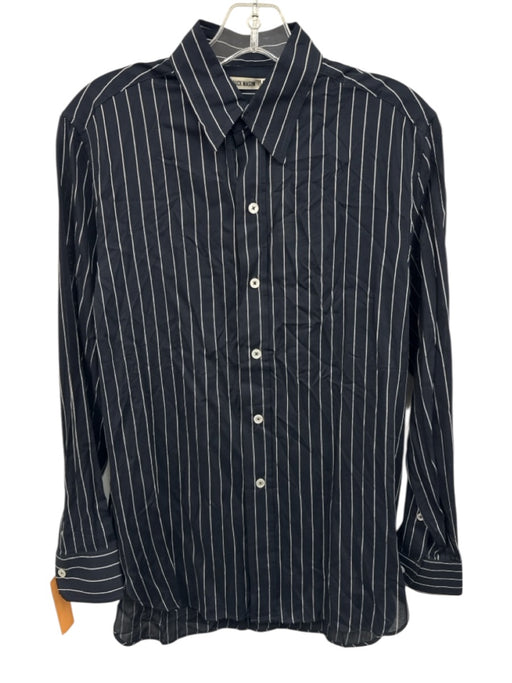 Buck Mason Size S Navy & white Rayon Long Sleeve Vertical Stripes Top Navy & white / S