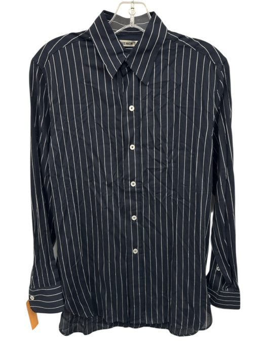 Buck Mason Size S Navy & white Rayon Long Sleeve Vertical Stripes Top Navy & white / S