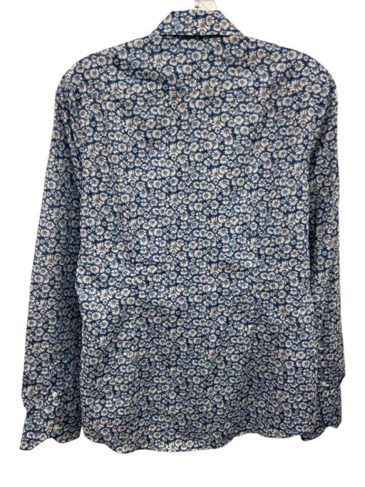 J. McLaughlin Size S Blue & Brown Cotton Blend Long Sleeve Floral Top Blue & Brown / S