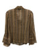 Paige Size XS Brown, Tan & Navy Silk Long Sleeve Paisley Semi Sheer Top Brown, Tan & Navy / XS