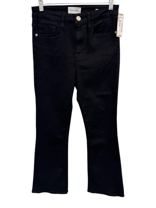 Frame Size 27 Black Cotton Denim High Rise 5 Pocket Straight Jeans Black / 27