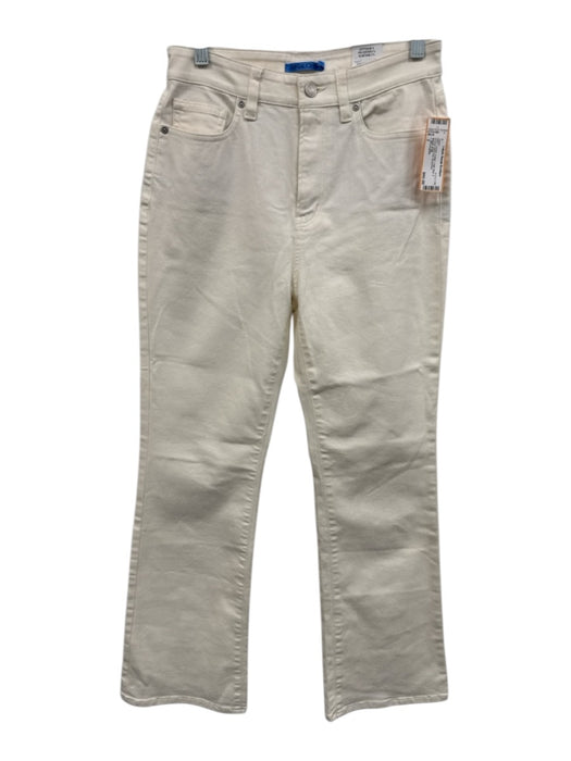J. McLaughlin Size 2 Cream Cotton High Rise 5 Pocket Boot Cut Jeans Cream / 2