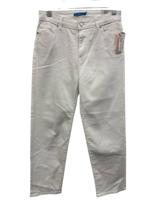 J. McLaughlin Size 2 White Cotton Blend High Rise 5 Pocket Straight Jeans White / 2