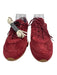 Massimo Dutti Shoe Size 9 Red Suede Round Toe Lace Up Top Stitch Detail Sneakers Red / 9