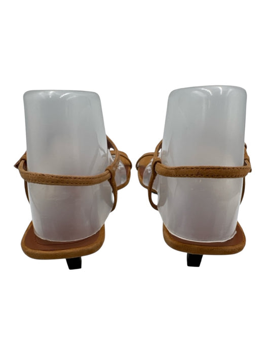 Zara Shoe Size 40 Tan Suede Round Square Toe Thong Ankle Strap Sandals Tan / 40