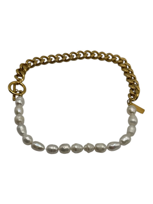 Saint Moran Gold & White Mother of Pearl Gold Chain Detail Bracelet Gold & White