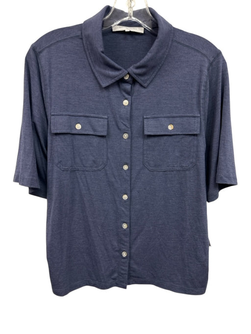 Gerard Darel Size 1/S Blue Viscose & Elastane Short Sleeve Buttons Collar Top Blue / 1/S