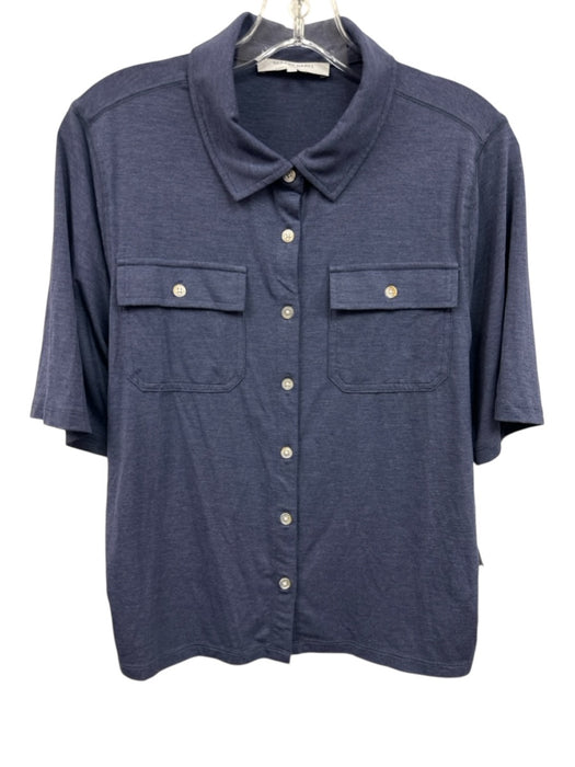 Gerard Darel Size 1/S Blue Viscose & Elastane Short Sleeve Buttons Collar Top Blue / 1/S