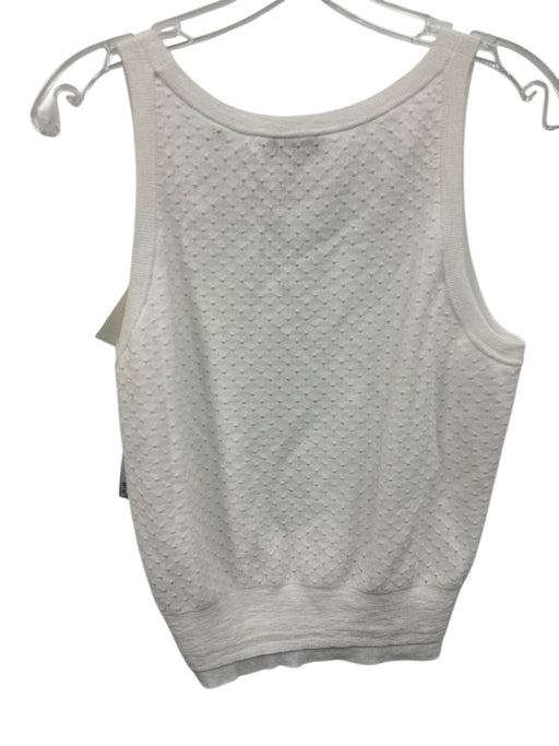 Vince Size M White Cotton & Polyamide Sleeveless Knit Scoop Neck Tank Top White / M