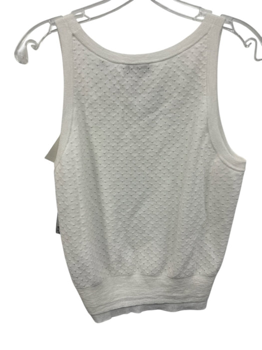 Vince Size M White Cotton & Polyamide Sleeveless Knit Scoop Neck Tank Top White / M