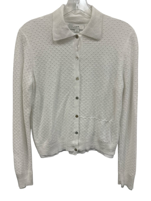 Vince Size S White Cotton & Polyamide Long Sleeve Knit Buttons Collar Cardigan White / S