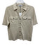 Gerard Darel Size 1/S Cream Beige Linen Short Sleeve Breast Pocket Buttons Top Cream Beige / 1/S
