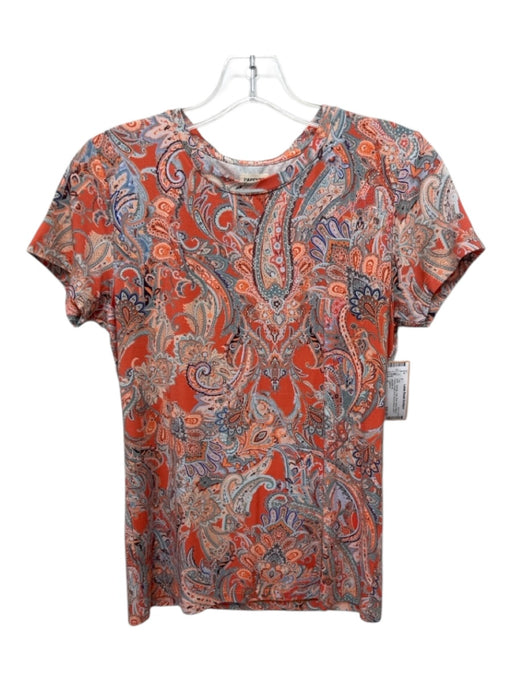 L'agence Size S Orange, Teal, Blue Rayon Blend Pasley Floral Print Top Orange, Teal, Blue / S