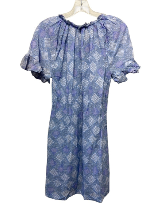 Tuckernuck Size XS Blue & Purple Cotton Short Sleeve Abstract Print Dress Blue & Purple / XS