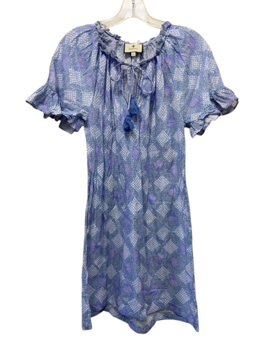 Tuckernuck Size XS Blue & Purple Cotton Short Sleeve Abstract Print Dress Blue & Purple / XS