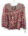 Rachel Zoe Size XS Pink & Beige Long Sleeve Floral Smocked Front Tie Top Pink & Beige / XS