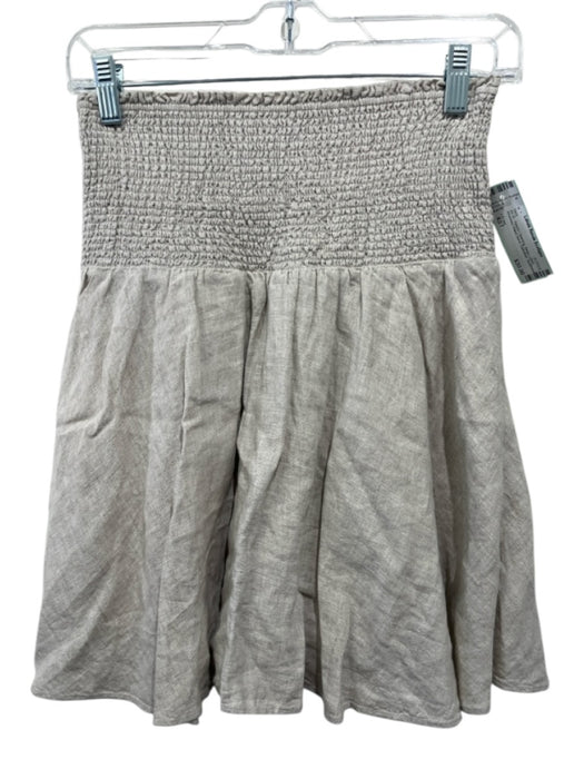 J Crew Size XST Beige Linen Smocked Waist Band Gathered Skirt Beige / XST