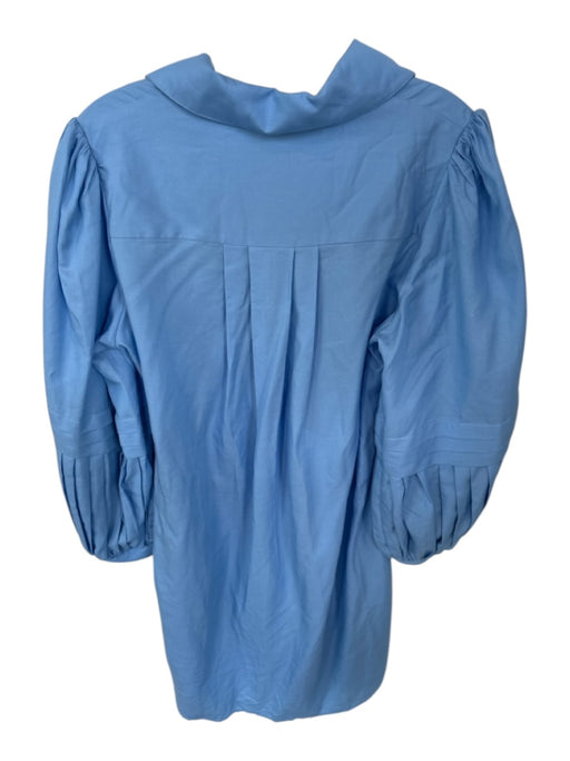 Emily McCarthy Size S Blue Tencel Gold button Balloon Long Sleeve Mini Dress Blue / S