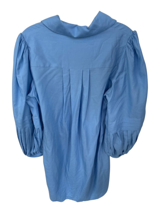 Emily McCarthy Size S Blue Tencel Gold button Balloon Long Sleeve Mini Dress Blue / S