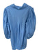 Emily McCarthy Size S Blue Tencel Gold button Balloon Long Sleeve Mini Dress Blue / S