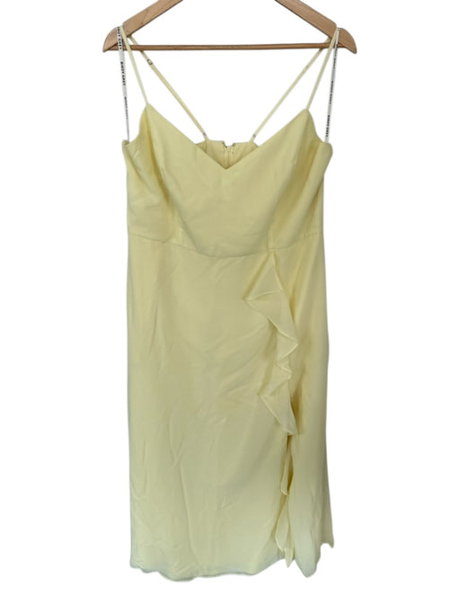 Birdy Grey Size XL Yellow Polyester Ruffle Spaghetti Strap Slit Maxi Gown Yellow / XL