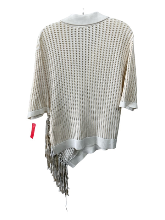 Jonathan Simkhai Size S Beige White Rayon Blend Short Sleeve Open Knit Polo Top Beige White / S