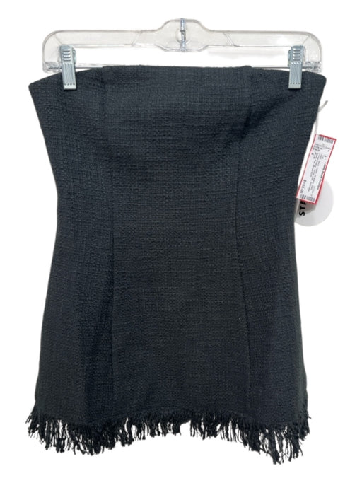 Staud Size 4 Black Cotton Strapless Solid Fringe Edging Corset Style Top Black / 4