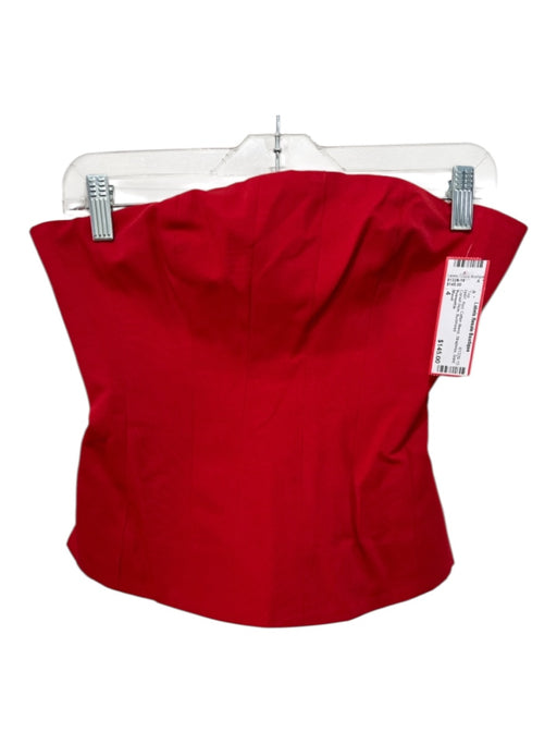 Staud Size 4 Red Cotton Blend Strapless Solid Corset Style Top Red / 4