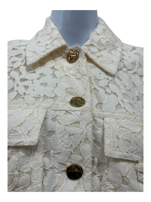 Zimmerman Size 1 Cream White Cotton Blend Gold Tone Hardware Lace Overlay Jacket Cream White / 1