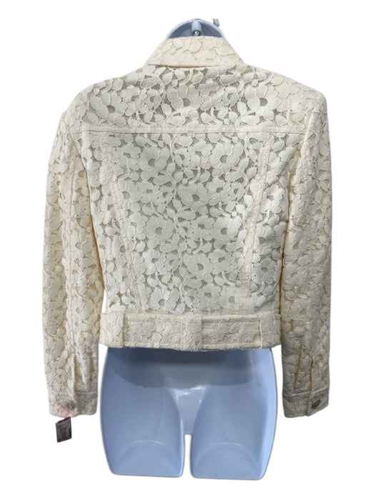 Zimmerman Size 1 Cream White Cotton Blend Gold Tone Hardware Lace Overlay Jacket Cream White / 1