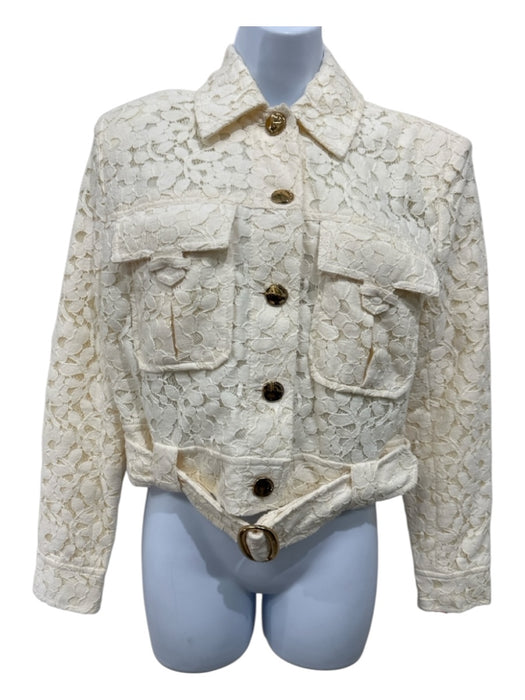 Zimmerman Size 1 Cream White Cotton Blend Gold Tone Hardware Lace Overlay Jacket Cream White / 1