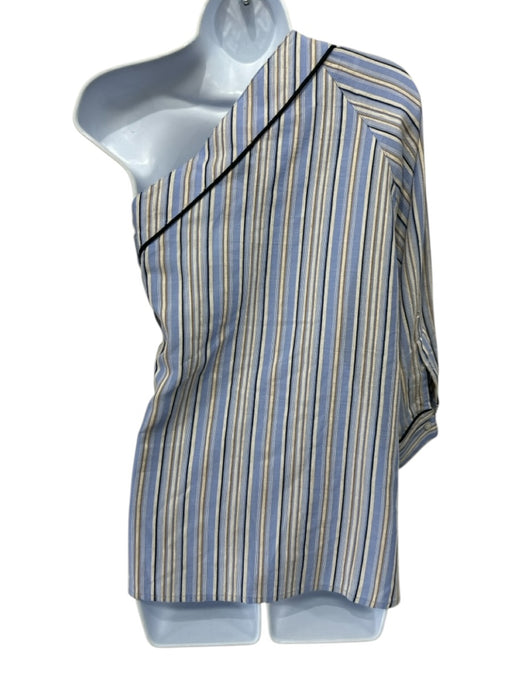 Smythe Size XS Blue, White, Beige Cotton Blend Long Sleeve One Sleeve Top Blue, White, Beige / XS