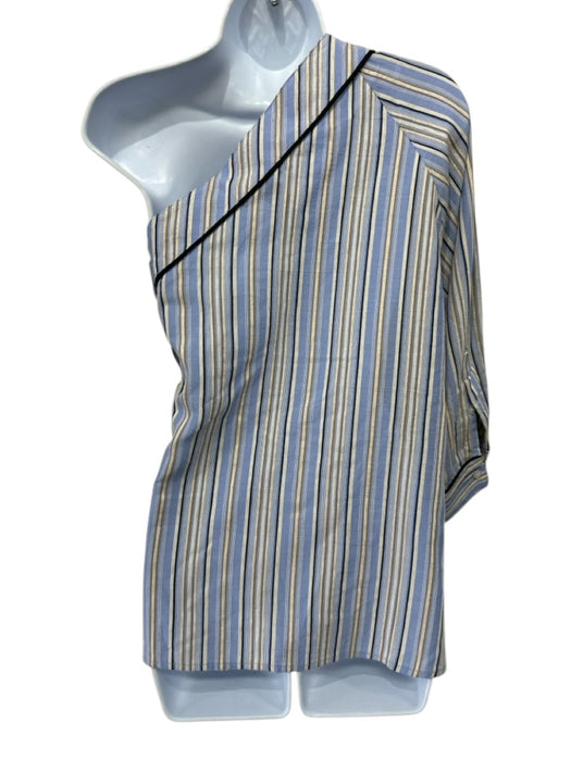 Smythe Size XS Blue, White, Beige Cotton Blend Long Sleeve One Sleeve Top Blue, White, Beige / XS